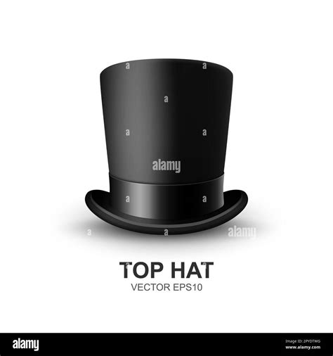 Vector 3d Realistic Black Top Hat With Black Ribbon Closeup Isolated On