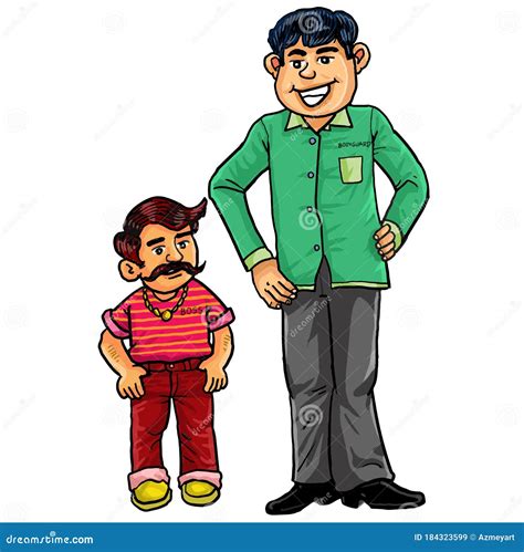 Cartoon Two Men Short Man And Tall Man Stock Vector Illustration Of