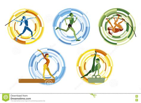 The name derives from the greek hepta (seven) and athlon (contest). OSsportdiscipliner stock illustrationer. Illustration av ...