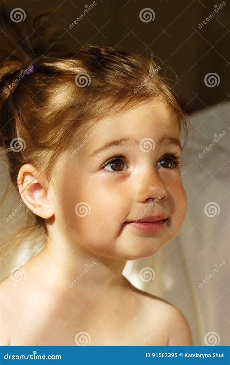 Portrait Of A Cute Preschool Girl Smiling Stock Image Image Of