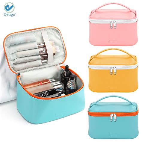 Deago 3 Pieces Makeup Bag Pu Leather Toiletry Bag Portable Cosmetic