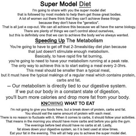 Bethebest3 Supermodel Diet Very Useful Information