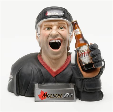 Molson Beer Advertiser Showing A Hockey Player Nearly Full Size This