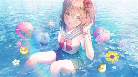 Wallpaper Anime Girls Immi Immi Artwork School Uniform In Water
