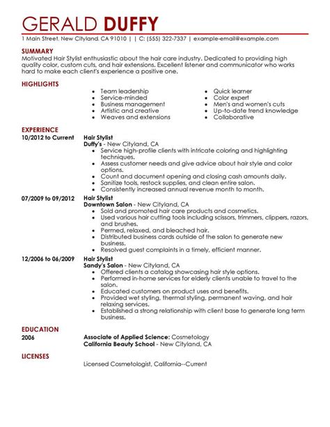 hairdresser resume examples for 2023 cosmetology livecareer