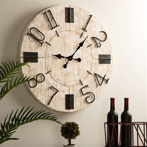 Glitzhome 28 Rustic Wooden Large Wall Clock Watch Farmhouse Style