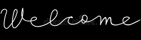 Welcome Sign Hand Written White On Black Background Header Or Banner
