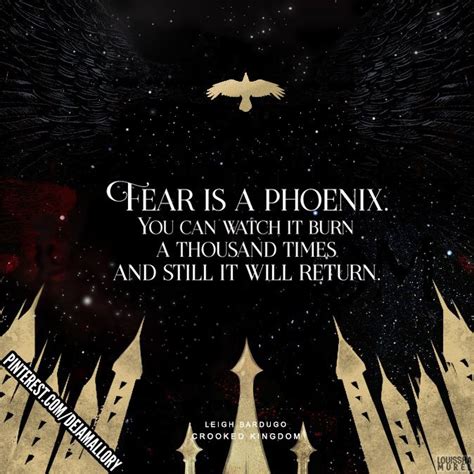 Crooked kingdom concludes bardugo's six of crows duology, a gripping and multifaceted heist story set in the same world as her grisha trilogy. "Fear is a phoenix." Quotes from Crooked Kingdom by Leigh ...