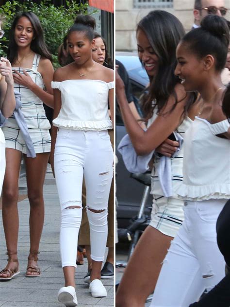 Sasha And Malia Obama Dress Down In Shorts And Ripped Jeans For Milan Shopping Trip Hollywood Life