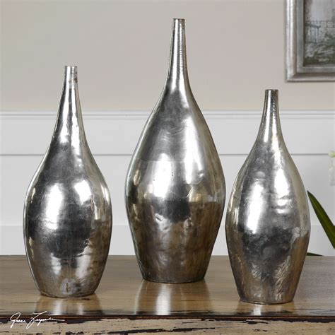 These Stunning Vases Will Add A Dramatic Touch To Your Decor Rajata Silver Vases Set Of 3