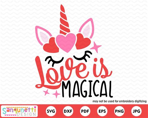 Love Is Magical Unicorn Valentine Svg Girls Cut File For Etsy