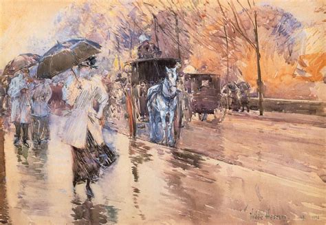 Rainy Day On Fifth Avenue Painting Frederick Childe Hassam Oil Paintings