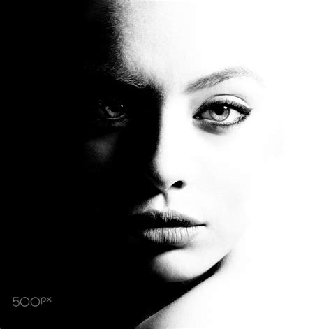 High Contrast Black And White Portrait Of A Beautiful Girl High Contrast Black And