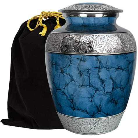 Majestic Extra Large Dark Blue Adult Urns For Cremation Ashes In Home