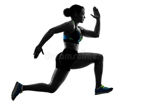 African Runner Running Sprinter Sprinting Woman White B Stock Photo