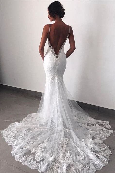 Mermaid New Wedding Dresses Sweetheart Backless Lace Beach Bridal Gowns Backless Lace