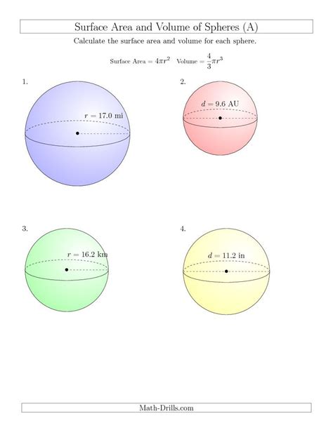 Volume Sphere And Hemisphere Worksheets Answers