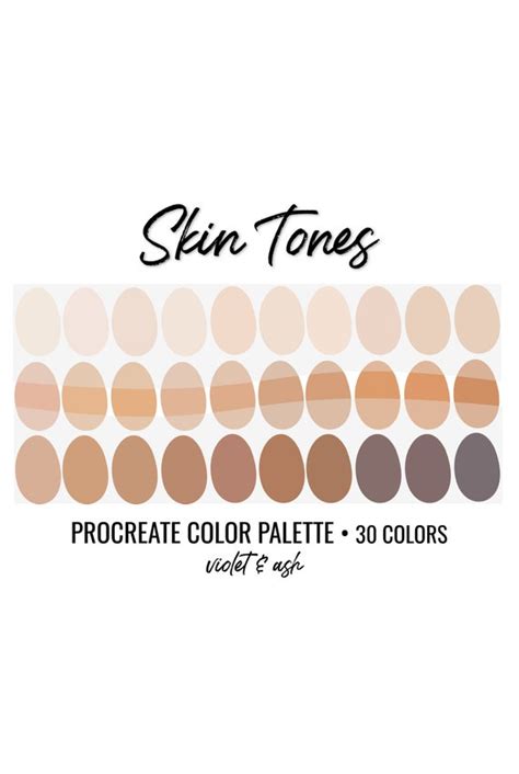 Skin Tones Procreate Palette Color Chart Photoshop Etsy Uk