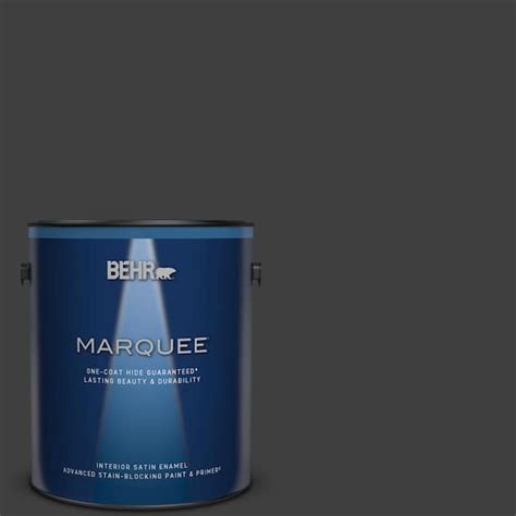 Behr Marquee 1 Gal Ecc 10 2 Jet Black Satin Enamel Interior Paint