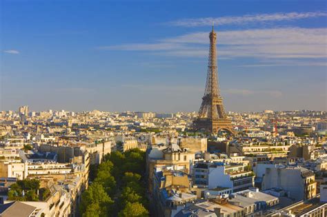 High Angle View Of Eiffel Tower And Cityscape Of Paris France