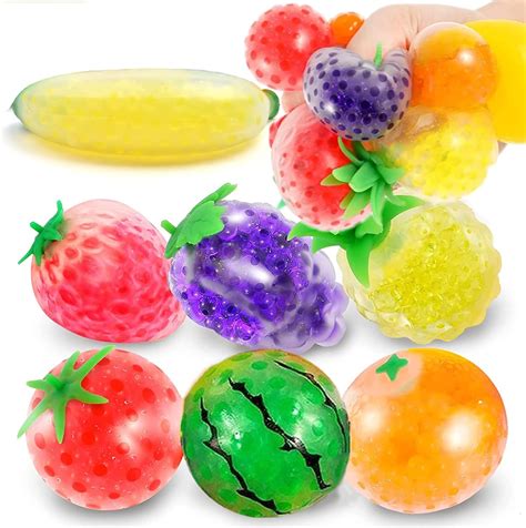 5cm Fruit Squishy Balls Fruit Water Bead Filled Squeeze Stress Balls