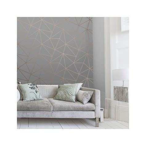 Zara Shimmer Metallic Wallpaper In Charcoal And Copper Wallpaper
