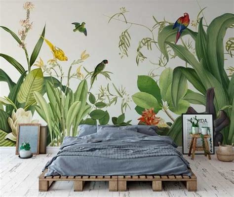 Tropical Leaf Bird Wallpaper Luxury 3d Living Room Bedroom