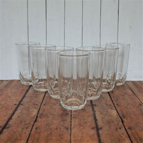 Vintage Clear Glass Jelly Jar Juice Glasses Tumblers Set Of 7 Clear Drinking Glass Dot