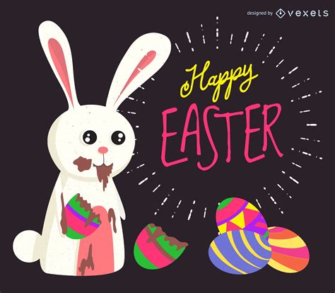 Easter Bunny Eating Chocolate Vector Download