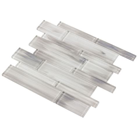 Mto0660 Modern Linear Handpainted White Gray Glass Mosaic Tile Etsy