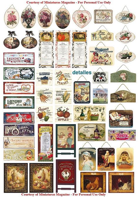 Printabledollhousesigns Vintage Printables Paper Crafts Miniature