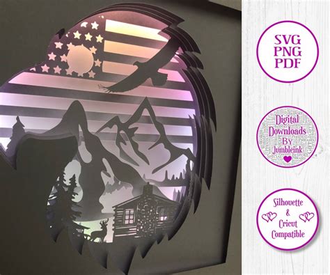 American Eagle Paper Cut Shadow Box SVG Digital Download - Etsy