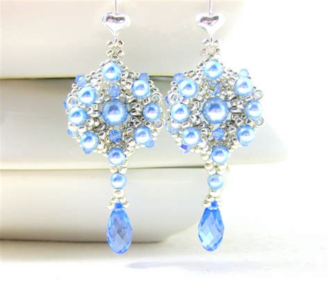 Silver And Light Blue Earrings Blue Pearl Dangle Earrings