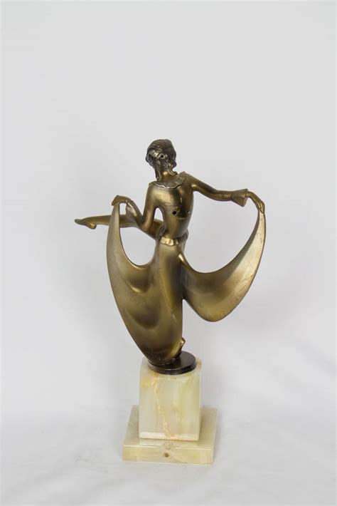 A rare art deco ceramic figure by paul philippe for goldscheider austria, circa 1924/25. Art Deco Dancing Lady Figurine on White Onyx Base - Appleton Antique Lighting