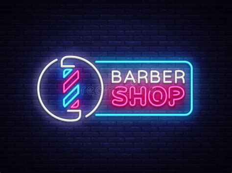 Barber Shop Sign Vector Design Template Barber Shop Neon Logo Light