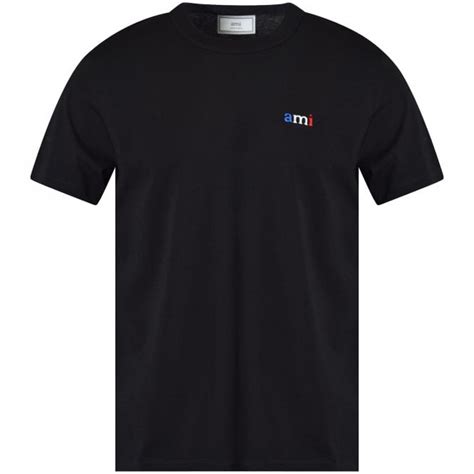 Ami Paris Black Tricolour Logo T Shirt Men From Brother2brother Uk