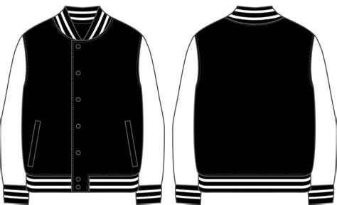 Black And White Blank Mock Up Varsity Jacket Vector Template 24506242