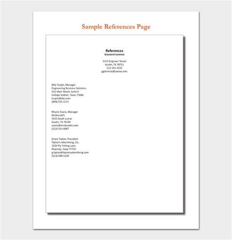 20 Free Reference List Templates Word And Pdf Downloads