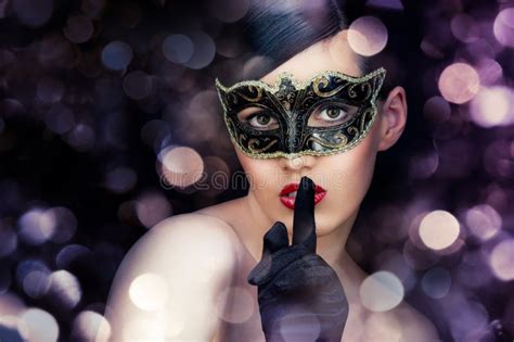 Woman With Masquerade Mask Stock Photo Image Of Gloves 8980534