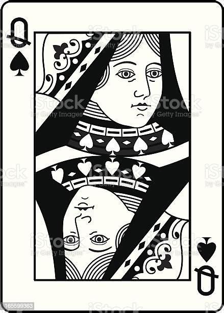 Queen Of Spades Black And White Head Stockvectorkunst En Meer Beelden
