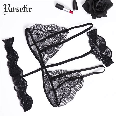 Buy Rosetic Gothic Sexy Bras Women Black Lace Tassel See Through Seamless Lace