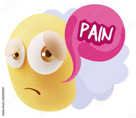3d Rendering Sad Character Emoticon Expression Saying Pain With Buy