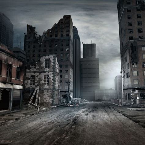Abandoned City Street In A Post Apocalyptic World