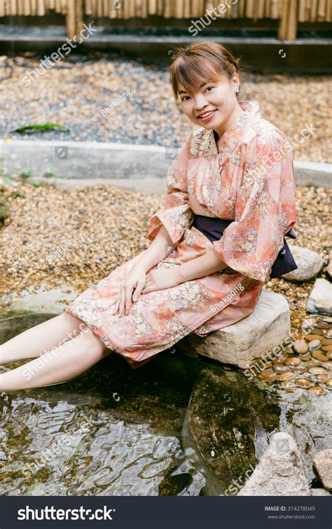 Asian Woman Wearing Yukata Asian Garden Stock Photo Shutterstock