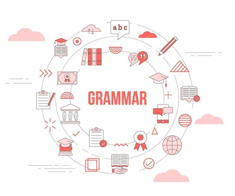 Grammar Concept With Icon Set Template Banner And Circle Round Shape