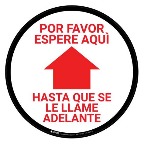 Please Wait Here Arrow Forward Spanish Floor Sign Creative Safety