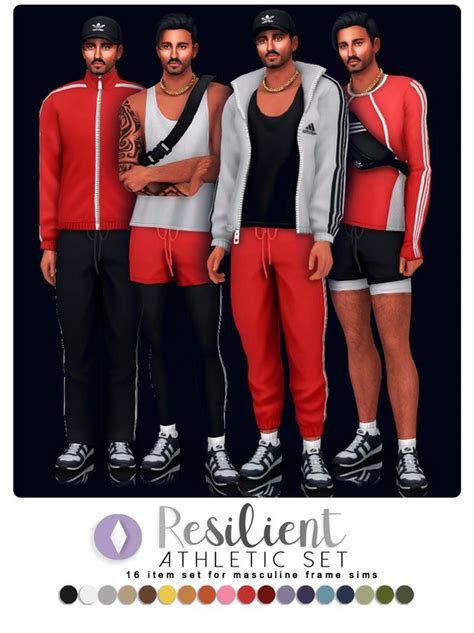 Resilient Athletic Set Redux Nucrests Sims 4 Men Clothing Sims 4