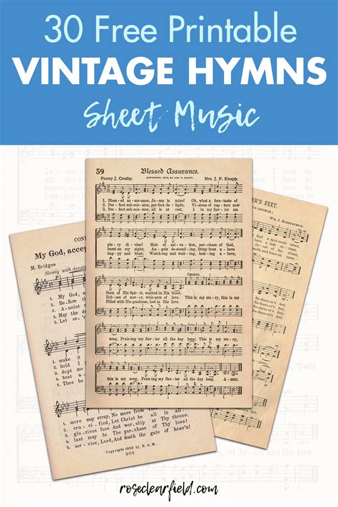 Free Printable Vintage Hymns Sheet Music Rose Clearfield