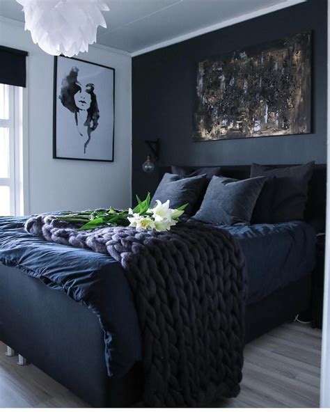 Pin By Lola Nielsen Art On Dark Interiors Blue Bedroom Design