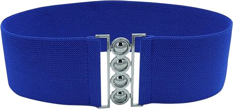 Cckuu Womens Vintage Waist Belt Wide Elastic Stretch Silver Buckle